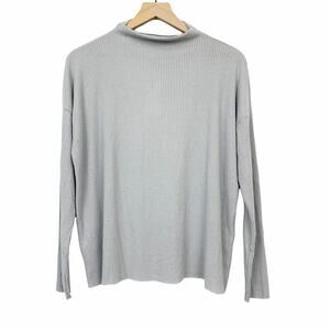 Lucky Brand Top Size Small High Neck Long Sleeve Gray Ribbed Super Soft Cozy